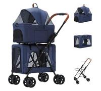 Poussette pour chien poussette pour animaux de compagnie à Double couche, poussette pour chien pour chiens 2 chats, paire amovible de chariot de voyage pour animaux de compagnie à deux couches