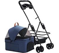 Poussette pour chien Poussette pour chien de taille moyenne Pliage facile d'une seule main sans fermeture éclair Entrée Premium Poussette pour animal domestique Poussette pour chat et chien (C Biue)