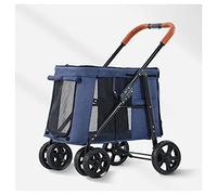 Poussette pour chien Poussettes pour chiens de grande taille Premium Pet Gear Poussette pour animaux de compagnie à 4 roues pour chat chien et plus chariot de promenade pliable (gris clair) (bleu)