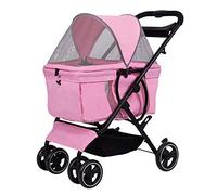 Poussette pour chien rose et bleu pliable pour chiens et chats de petite et moyenne taille, fournitures pour animaux de compagnie, voyage en plein air, plage, vélo, remorque avec panier de rangement