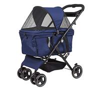 Poussette pour chien rose et bleu pliable pour chiens et chats de petite et moyenne taille, fournitures pour animaux de compagnie, voyage en plein air, plage, vélo, remorque avec panier de rangement