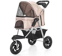 Poussette pour chiens de taille moyenne et petite - Poussette à 3 roues avec grandes roues pour chats et chiens - Sac de transport confortable pour les voyages faciles et les aventures en plein air