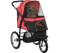 Poussette pour chiens PawHut Poussette pliante pour chiens et chats jusqu'à 20 kg Poussette pour chats avec roues tout-terrain en caoutchouc Coussins Fenêtres en filet Portes Poussette pour chats avec
