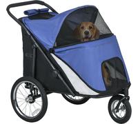 Poussette pour chiens PawHut Poussette pour chiens avec fenêtres en filet, poussette pliable pour chats avec laisse de sécurité, grandes roues en caoutchouc pour chiens de taille moyenne, grands chien