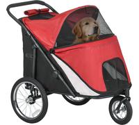 Poussette pour chiens PawHut Poussette pour chiens avec fenêtres en filet, poussette pliable pour chats avec laisse de sécurité, grandes roues en caoutchouc pour chiens de taille moyenne, grands chien