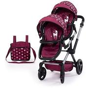 Poussette pour jumeaux - BAYER DESIGN - TWIN XEO - Pliable - Pour poupées jusqu'à 46 cm - Rouge