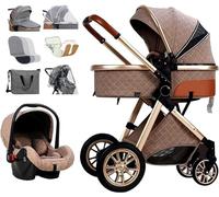 Poussette pour nourrisson à tout-petit, poussette pour bébé, chariot 3 en 1, organiseur de poussette bidirectionnel pliable de luxe et couverture en coton/sac pour maman (couleur : kaki)