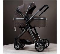Poussette pour nouveau-né, 2 en 1 réglable à haute vue, poussette améliorée pour bébé, poussette pour tout-petits avec housse de pluie, moustiquaire, chancelière (couleur : marron)