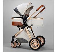 Poussette pour nouveau-né, 2 en 1 réglable, haute vue, poussette améliorée pour bébé, poussette pour tout-petits avec housse de pluie, moustiquaire, chancelière (couleur : beige)
