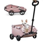 Poussette pour petit chien, chariot pliable avec corde de sécurité, poche de rangement et poignée extensible, porte-bébé léger pour les voyages, les promenades et les visites chez le vétérinaire.