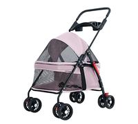 Poussette pour petit chien pour chats, chiens, landaus pour petits chiens, poussettes légères pour petits chiens, poussette pliable pour animaux de compagnie, voyage à 4 roues (rose) (rose)