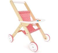 Poussette pour poupée en bois rose et blanc Hape - Modèle E3603 - Pour enfants à partir de 3 ans