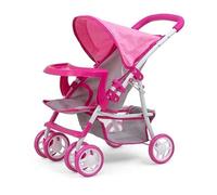 Poussette pour poupée KatePrestige Milly Mally - Rose/Gris - Convient aux poupées jusqu'à 50cm