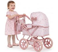 Poussette pour poupée Kinderplay à partir de 3 ans - Nacelle profonde avec sac et panier - Construction légère avec roues en mousse silencieuses - Poussette pour poupées jusqu'à 30 cm