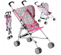 Poussette pour poupée légère pliante type parapluie avec harnais - Kinderplay (KP0290S)