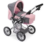 Bayer Chic 2000 Poussette de poupée Leni, poussette combinée 2 en 1 avec sac de transport amovible, gris mélangé, rose, 64 x 37 x 68 cm