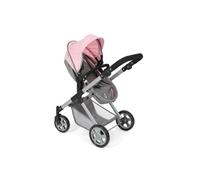 Bayer-Chic Poussette de poupée 2 en 1 Mila – Gris-Rose, poignée réglable 39-72 cm, 3-7 ans