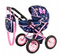 Poussette pour poupée nacelle pliable avec sac, roues mousse-gomme et poignée réglable - Kinderplay (KP0262I)