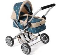 Bayer Chic 2000® Poussette de poupée Smarty - pliable étoiles turquoise/beige - poignée 56 cm
