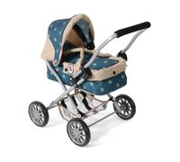 Bayer Chic 2000® Poussette de poupée Smarty - pliable étoiles turquoise/beige - poignée 56 cm