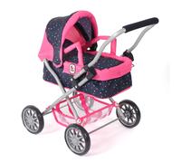 Poussette Pour Poupée Smarty Rose Bleu Marine Avec Pois