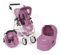 Bayer Chic 2000 Poussette pour poupée Emotion All in, Ensemble 3 en 1 composé d'une nacelle, d'un siège Sport et d'un siège Auto, d'un Jean Rose