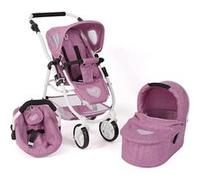 Bayer Chic 2000 Poussette pour poupée Emotion All in, Ensemble 3 en 1 composé d'une nacelle, d'un siège Sport et d'un siège Auto, d'un Jean Rose