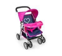Milly Mally Poussette pour poupées Kate – Pliante, canopy, roues en mousse, sangles Prestige – Navy