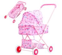 Poussette pour Poupées,Poussette Légère pour Poupées | Jouet Éducatif Solide avec Grand Panier pour Anniversaire Noël Fêtes
