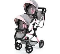 Bayer Design 26233AA Landau jumeaux pour poupée, poussette, réglable, pliable, panier intégré, sac, compatible avec siège auto EasyGo