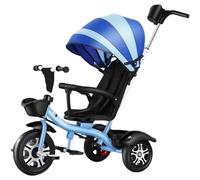 Poussette pour tout-petit avec auvent,siège à dossier haut avec garde-corps et ceinture,tricycle à double sens avec siège pivotant,chariot tricycle pour enfants,roue en titane,doubles freins arrière