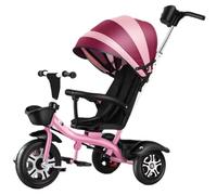 Poussette pour tout-petit avec auvent,siège à dossier haut avec garde-corps et ceinture,tricycle à double sens avec siège pivotant,chariot tricycle pour enfants,roue en titane,doubles freins arrière