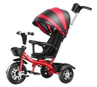 Poussette pour tout-petit avec auvent,siège à dossier haut avec garde-corps et ceinture,tricycle à double sens avec siège pivotant,chariot tricycle pour enfants,roue en titane,doubles freins arrière