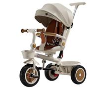 Poussette pour tout-petits avec auvent, tricycle à double sens avec siège pivotant, chariot tricycle pour enfants de 2 à 6 ans, roue en titane, doubles freins arrière, roue avant avec embrayage