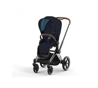 Poussette PRIAM 4 châssis Chrome Marron siège Midnight Blue Plus