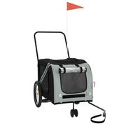 Poussette/Remorque de vélo pour chien, XWO, Cadre durable, gris et noir 134x68x72 cm @142