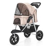 Poussette robuste à 3 roues de qualité supérieure pour chiens et chats de petite et moyenne taille, poussette pour chat pour poussettes de voyage, pliage facile d'une seule main, doublure amovibl