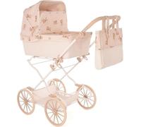 Poussette Roma Teddy Reborn pour poupées Plus Grandes, Design Ourson Mignon, poignée réglable de 62,5 à 93 cm, Jouet pour bébés garçons et Filles, Style Vintage avec Panier, Accessoire pour poupée.