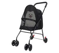 Poussette rotative à 360° pour animaux de compagnie âgés, chariot pliable avec cadre en métal, double frein arrière, fenêtre en maille visible, pour promenades en plein air et rangement en voiture