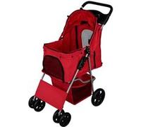 MonsterShop Poussette pour animaux Rouge – Pliable, acier robuste, jusqu'à 15 kg, roues tout-terrain
