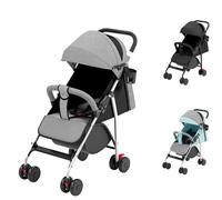 Poussette simple XUANYU Poussette ultra compacte confortable et lègère Poussette citadine Avec panier Avec habillage pluie Gris