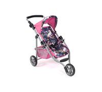 Poussette Sport 3 roues poupee et poupon, Licornes, Rose / Bleu - 70x33x62cm, Reglable 33-62cm - Pliable - Set Jouet Fille + Carte