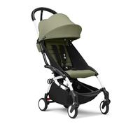 Poussette Stokke YOYO3 6+ - Cadre blanc + pack couleur 6+ olive + capote - Pliage facile, légère et compacte - Compatible bagage cabine