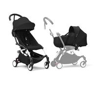Poussette Stokke YOYO3 avec nacelle nouveau-né et pack couleur 6+ - Comprend un cadre blanc, un pack couleur YOYO 6+ (noir) et une nacelle nouveau-né (noir)