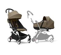 Poussette Stokke YOYO3 avec nacelle nouveau-né et pack couleur 6+ - Comprend un cadre blanc, un pack couleur YOYO 6+ (Toffee) et une nacelle nouveau-né (Toffee)