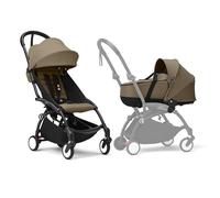 Poussette Stokke YOYO3 avec nacelle nouveau-né et pack couleur 6+ - Comprend un cadre noir, un pack couleur YOYO 6+ (Toffee) et une nacelle nouveau-né (Toffee)