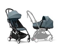 Poussette Stokke YOYO3 avec nacelle nouveau-né et pack couleur 6+ - Comprend un cadre noir, un pack couleur YOYO 6+ (Aqua) et une nacelle nouveau-né (Aqua)