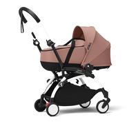 Poussette Stokke YOYO3 avec nacelle nouveau-né (Ginger) - Comprend un châssis (Blanc), une nacelle, un double-matelas, un couvre-pieds, une bandoulière rembourrée et une pochette de protection