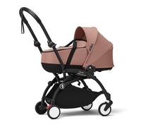 Poussette Stokke YOYO3 avec nacelle nouveau-né (Ginger) - Comprend un châssis (Noir), une nacelle, un double-matelas, un couvre-pieds, une bandoulière rembourrée et une pochette de protection