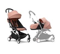 Poussette Stokke YOYO3 avec pack nouveau-né et pack couleur 6+ - Comprend un cadre blanc, un pack couleur YOYO 6+ (Ginger) et un pack nouveau-né 0+ (Ginger)